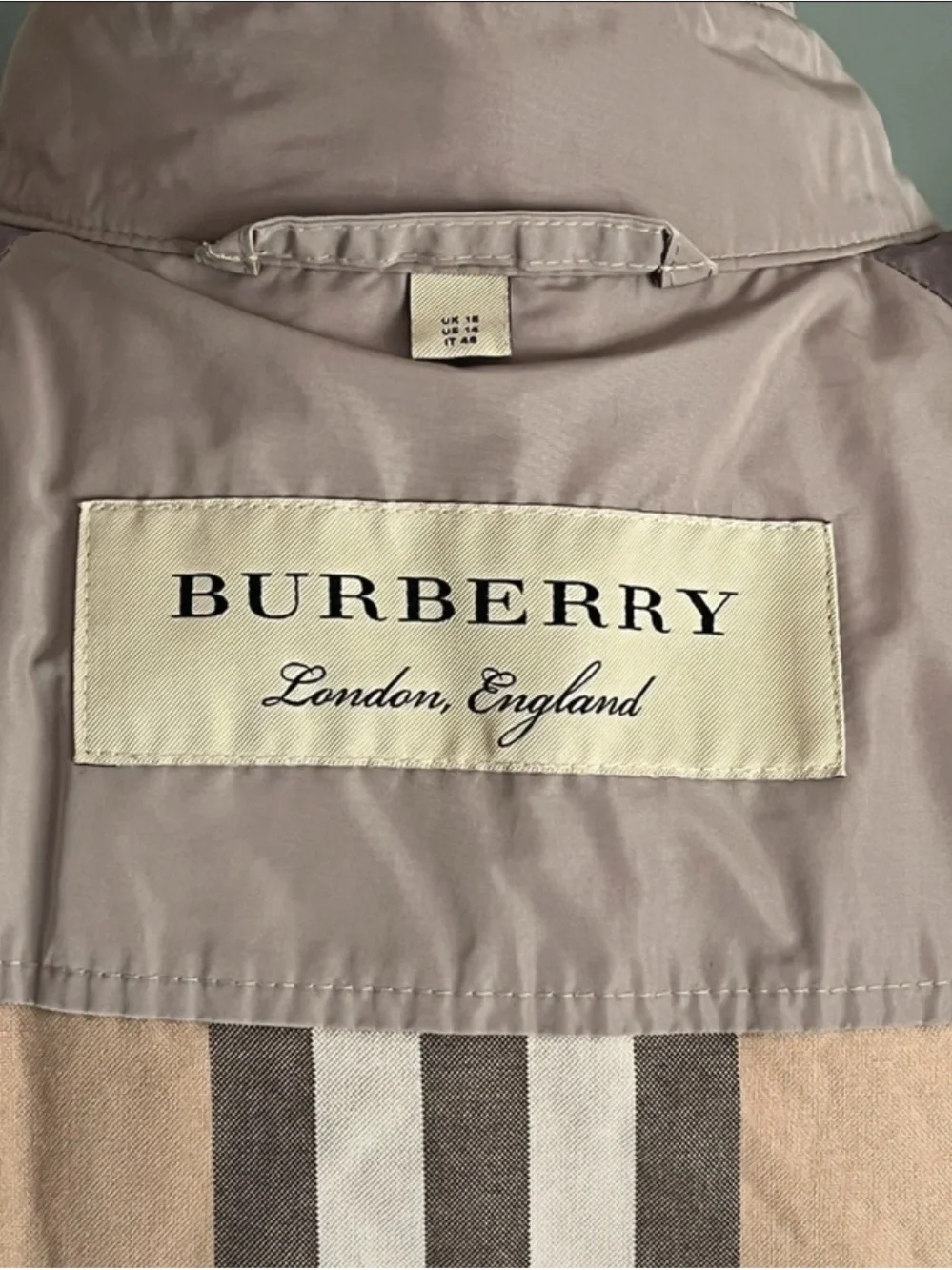 Burberry Taupe Double-Breasted Hooded Trench Coat - Picture 8 of 16